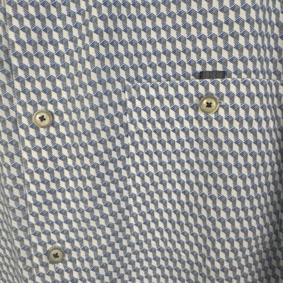 Ted Baker Men's Casual Button Up Long Sleeve Shirt Blue White Geometric Size 5 - Picture 3 of 10